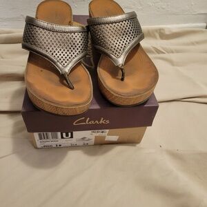 Clarks Shoes | Clarks Avaleen Ocean Wedge Sandals | Color: Bronze/Tan | Size: 8